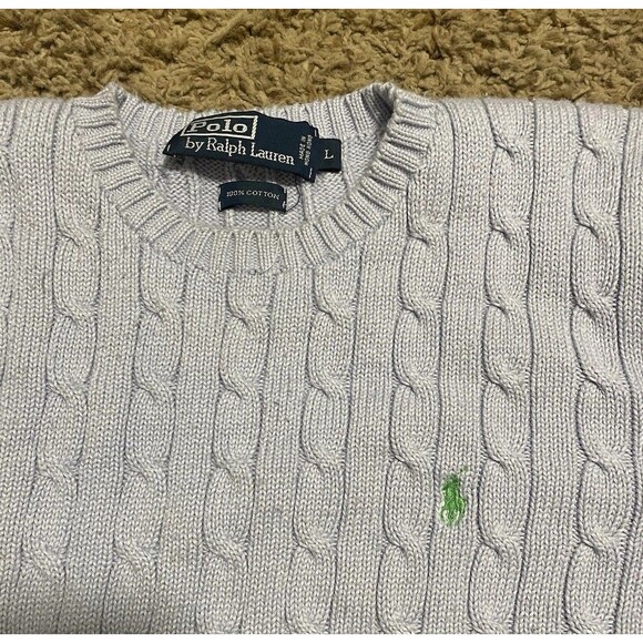 Polo Ralph Lauren 100% Cotton Lavender Cable Knit Sweater Size XL - Picture 3 of 5